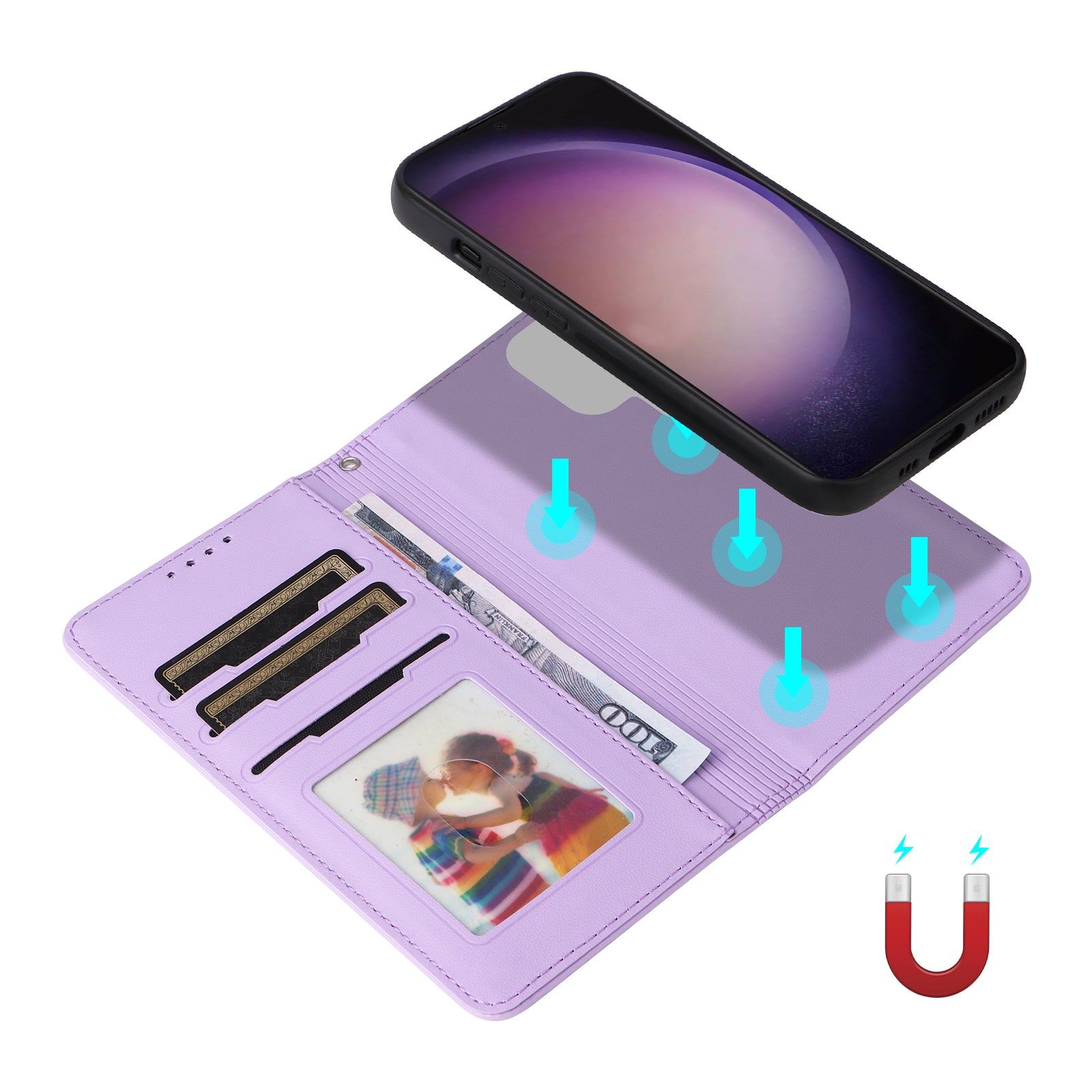 BETOPNICE 005 For Samsung Galaxy S24 Ultra Leather Case Magnetic Detachable Phone Cover - Purple BETOPNICE 005 For Samsung Galaxy S24 Ultra Leather Case Magnetic Detachable Phone Cover - Purple